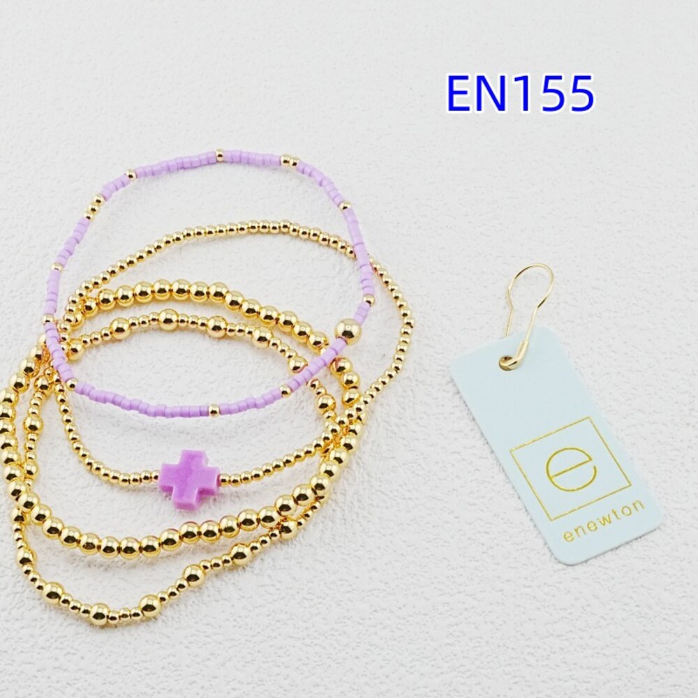 Newton Gold and Lilac Beaded Bracelet Set